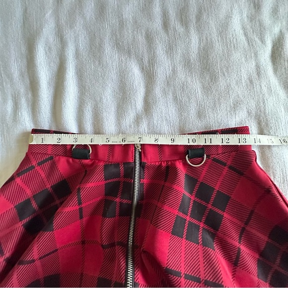 Hot Topic Skirt Womens Medium Plaid Zip Front D-Ring Skater Grunge Goth Punk - Picture 4 of 10